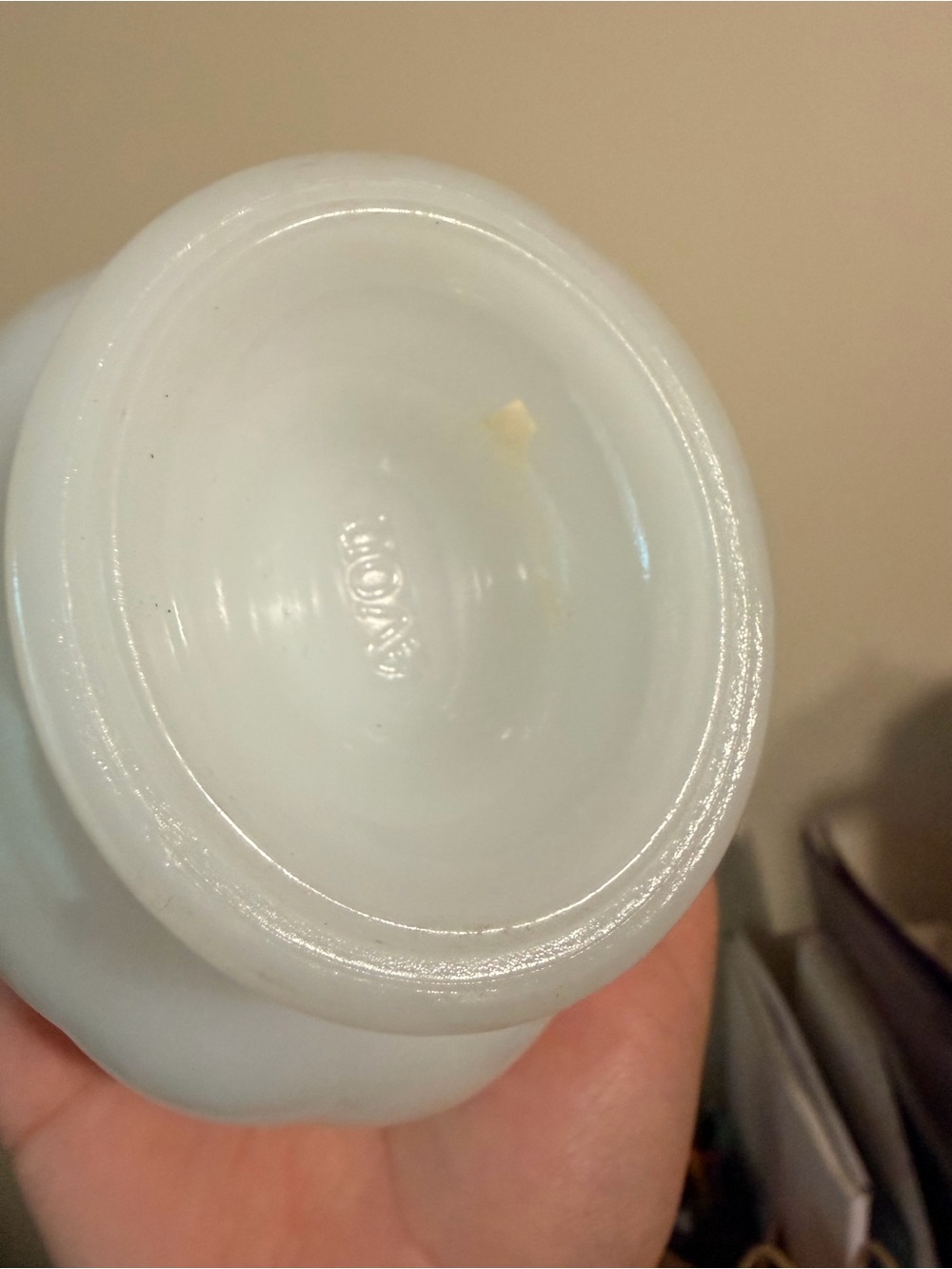 Vtg AVON Milk Glass Rose Design Soap Dish /Trinket Bowl with Floral Frog Top - Picture 6 of 6